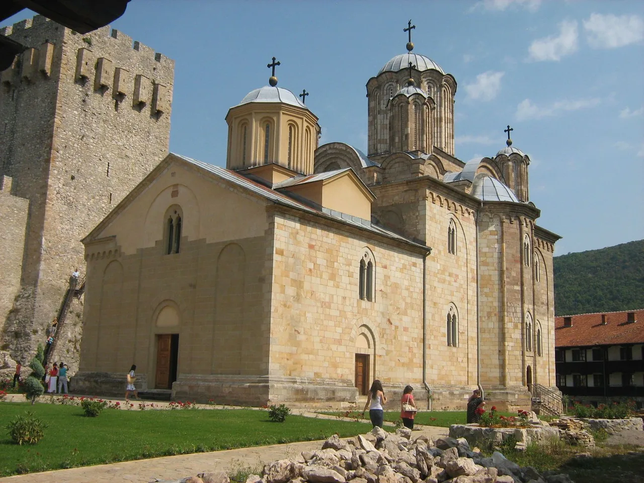 Manasija Monastery church within its fortress walls